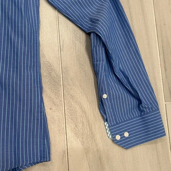 Ben Sherman Large 16.5 34-35 Blue Striped Button Down Shirt - Picture 5 of 10